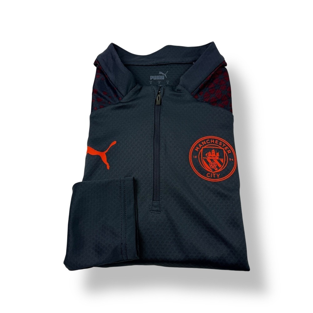 Puma Manchester City FC 1/4‎ Zip Top Men's Size Small DryCELL Dark Gray Orange